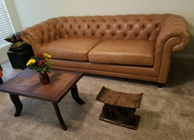 Tufted Leather Sofa, 92.9