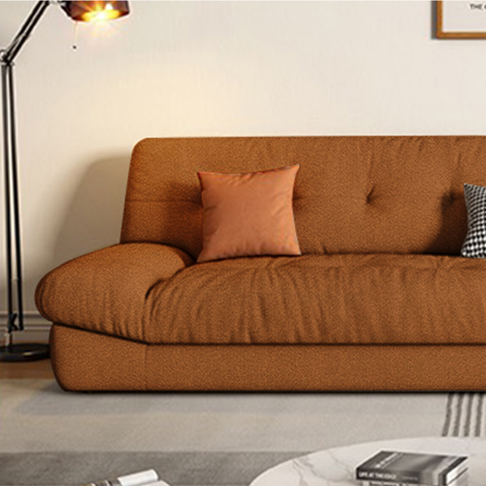 Modern New Cat Scratch Fabric Sofa, Recliner 4 Seater Sofa with Wide Armrest, 4 Pillow, Pine Wood Frame, Bamboo Charcoal Sponge, Brown, 110.24''