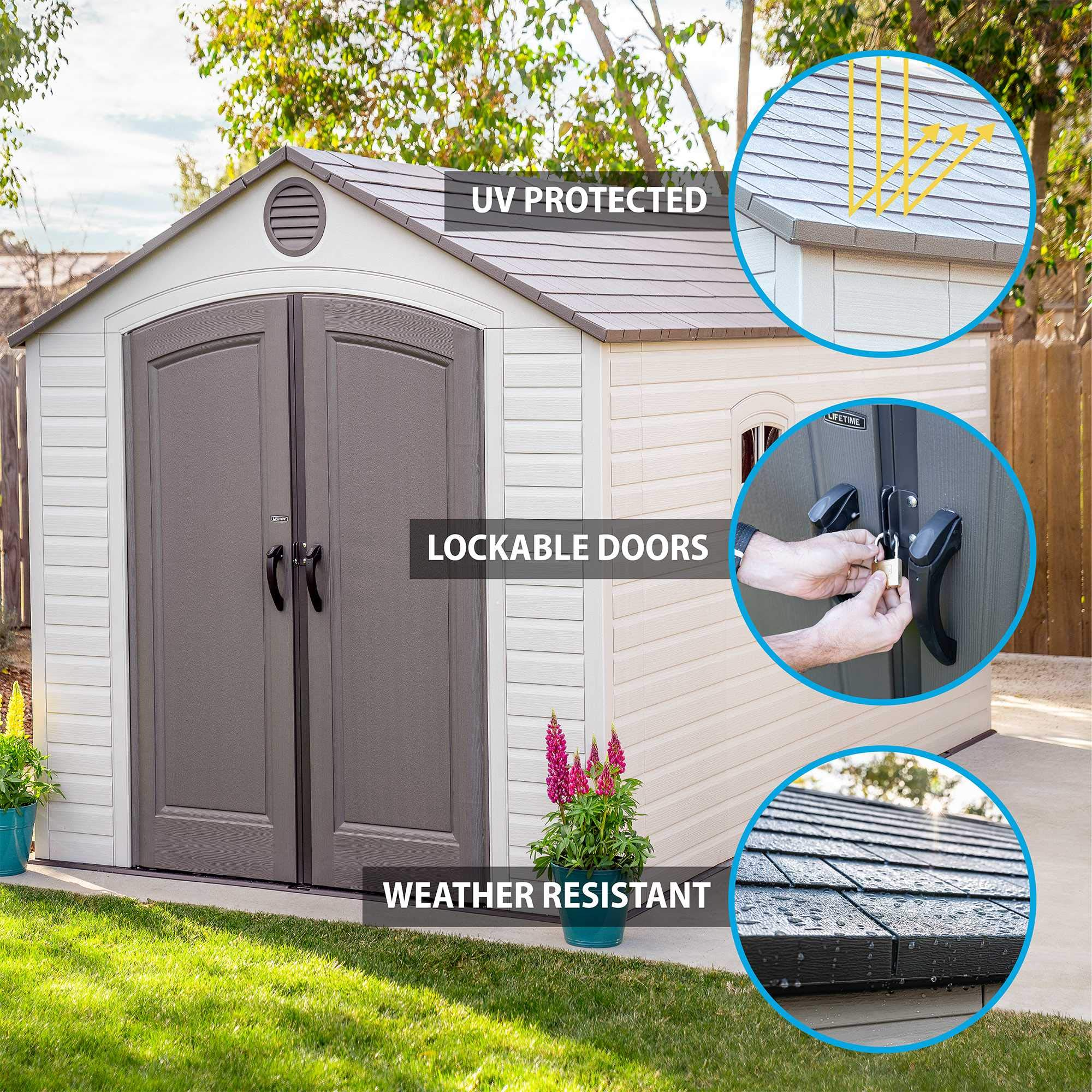 【Storage Shed】【BS】8 x 15 Ft. Outdoor Storage Shed, Desert Sand